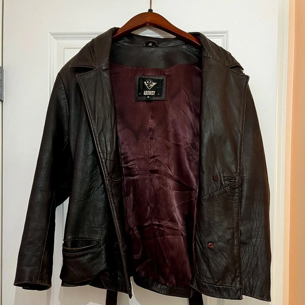 Vintage 1970s Ardney Brown Leather Jacket Mens or Women Medium - Picture 2 of 4